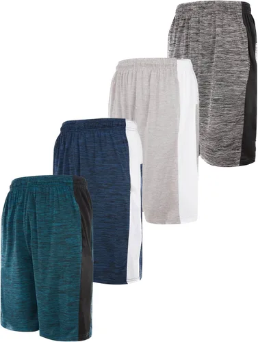 Pantalones cortos de baloncesto para hombre con bolsillos, pantalones cortos de entrenamiento de gimnasio para hombre, paquete de 4