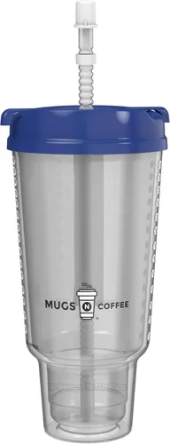 Miniatura 2 de Mugs N Coffee Taza de viaje de 32 onzas – Taza de hospital azul oscuro para bebidas frías – Aislamiento de doble pared, sin BPA, resistente a fugas