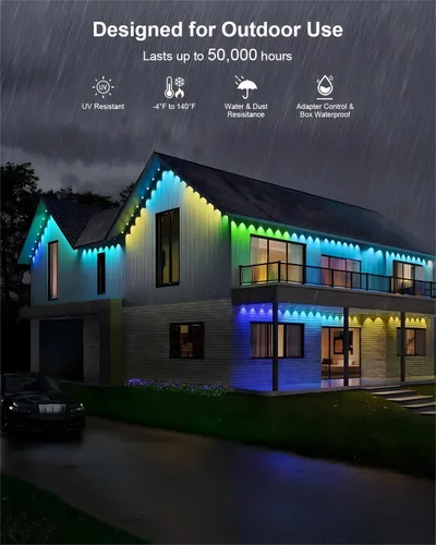 Miniatura 4 de MIMIRGB Luces permanentes para exteriores profesionales, 33 pies RGB+IC decoración inteligente para exteriores, aplicación/control remoto, Navidad
