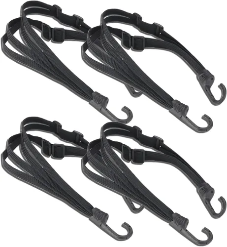 Miniatura 9 de 2 piezas de correa elástica retráctil de alta calidad para casco de motocicleta en negro, con malla para casco y 2 ganchos (23.6")