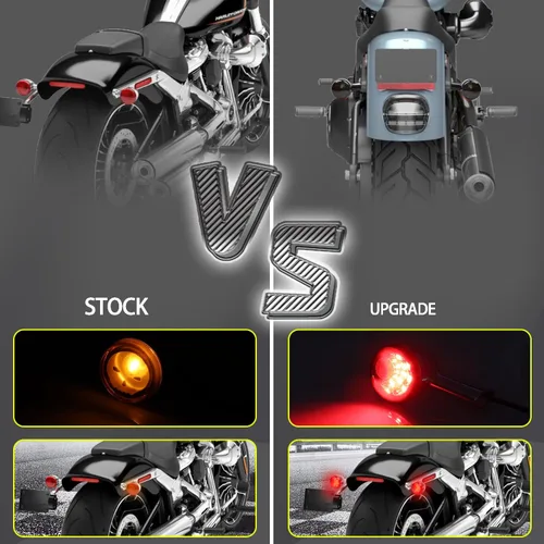 Miniatura 3 de Señales de giro LED universales ahumadas de bala delantera y trasera, luces traseras de freno para motocicleta 12V Compatibles con Harley Sportster