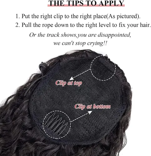 Miniatura 6 de Pelo Chignon - Cola de caballo rizada brasileña, cabello real de 10 a 28 pulgadas con cordón para el cabello, extensión de cola de caballo