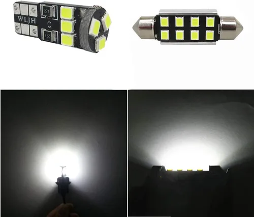 Miniatura 5 de WLJH Paquete de 10 bombillas de 6000 K de color blanco puro súper brillante 2835 con chip de iluminación sin errores Canbus para BMW Serie 3 - E46
