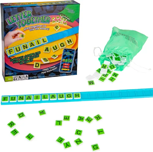 Juego de cartas juntas, juega juntos para vincular las letras, juegos familiares para niños y adultos, juego cooperativo de ortografía para edades
