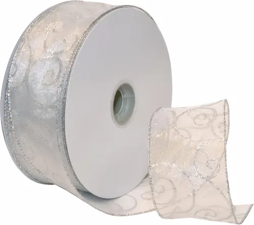 Miniatura 18 de Morex Ribbon Cintas transparentes con purpurina con espiral, cinta navideña para manualidades y decoraciones de Navidad, envoltura de regalos, 1.5