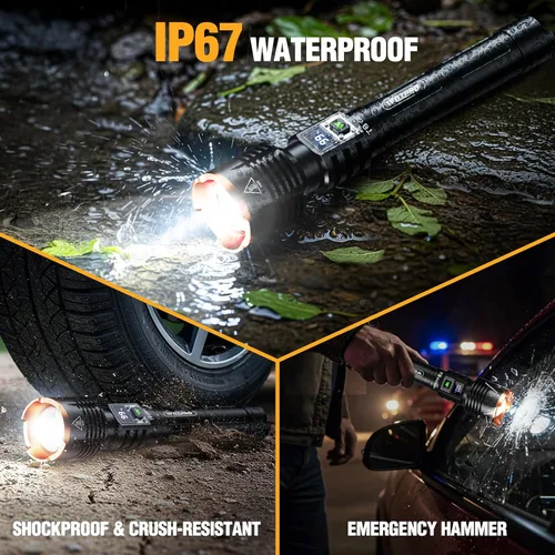Miniatura 8 de Wdtpro Linternas LED Recargables de Alto Lúmenes, Linterna Recargable Súper Brillante de 90,000LM con Pantalla LCD, 5 Modos e Impermeable Potente