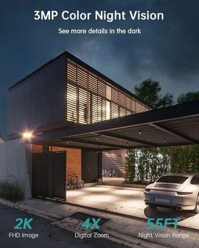 Miniatura 3 de ZUMIMALL Cámaras de seguridad solares inalámbricas para exteriores, visión de 360°, cámara inalámbrica para exteriores, alimentación solar, WiFi