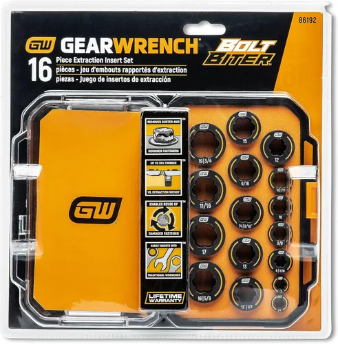 Miniatura 8 de GEARWRENCH 86192 Juego de 16 piezas de inserción de llave métrica SAE/Bolt Biter