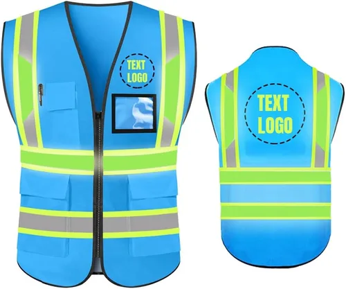 Miniatura 15 de Chaleco de Seguridad de Alta Visibilidad con Alta Reflectividad, Ropa de Trabajo de Seguridad Personalizada con Logotipo, Tiras Reflectantes