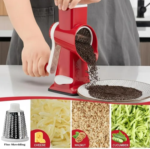 Miniatura 4 de YOUCZON Rallador rotativo de queso multiusos de acero inoxidable, rallador de queso con asa, rallador sin esfuerzo de zanahorias, papas, verduras