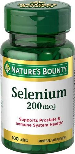 Nature's Bounty Selenio, apoya la salud de la próstata y el sistema inmunológico, 200 mcg, 100 tabletas