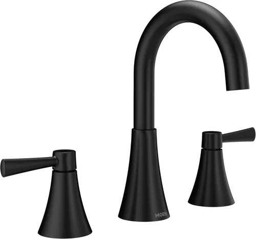 Miniatura 15 de Moen Ronan 84022BL - Grifo de baño moderno con dos manijas y desagüe push-down, negro mate de 4 pulgadas