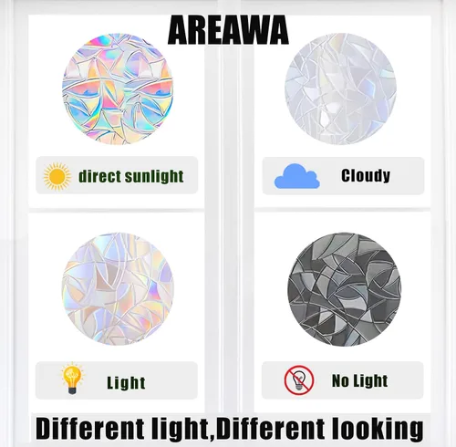 Miniatura 6 de 6 calcomanías de mandala para ventana para prevención de huelgas de pájaros, reutilizable, diseño de arco iris que se adhiere para salvar pájaros