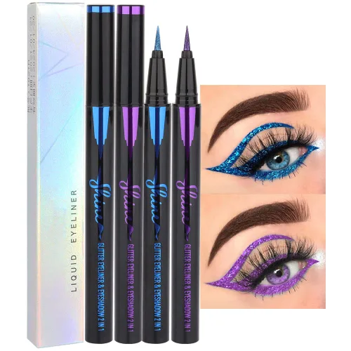 Miniatura 12 de evpct Delineador de ojos líquido cromático dúo, con purpurina de bronceador rosa, destello metálico brillante, sombra de ojos en lápiz, cambio