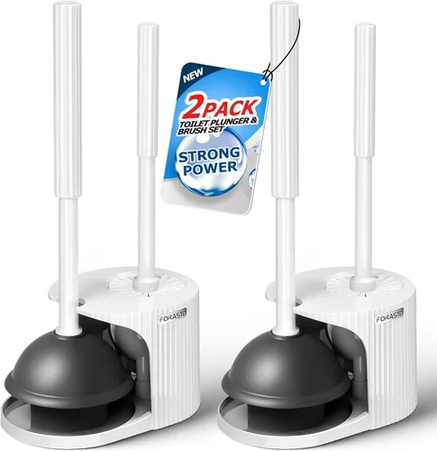 Miniatura 14 de FORASTO- Juego de desatascador y cepillo para inodoro 2 en 1, desatascador con mango alargado, herramientas de limpieza para baño, suministros