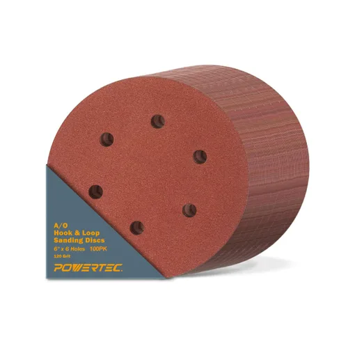 Miniatura 11 de POWERTEC 60 grano, 50 unidades, discos de lijado de 6 pulgadas – Gancho y bucle, almohadillas de lijadora orbital de óxido de aluminio de 6