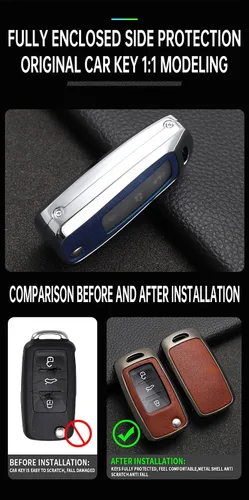 Miniatura 7 de ontto Funda para llavero de automóvil de protección completa, compatible con Volkswagen Jetta Tiguan Passat Polo Beetle Golf GTI/R/MK6 5 Santan