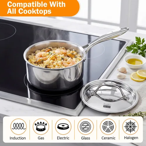 Miniatura 5 de Cocineros Standard Olla con múltiples capas de acero inoxidable (3 qt), Acero inoxidable