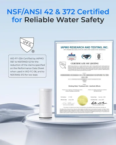 Miniatura 4 de Waterdrop FF-03A - Filtro de agua de repuesto para Waterdrop WD-FC-06/FC-01/FC-02, filtro de agua para grifo de fregadero, filtro de agua de grifo