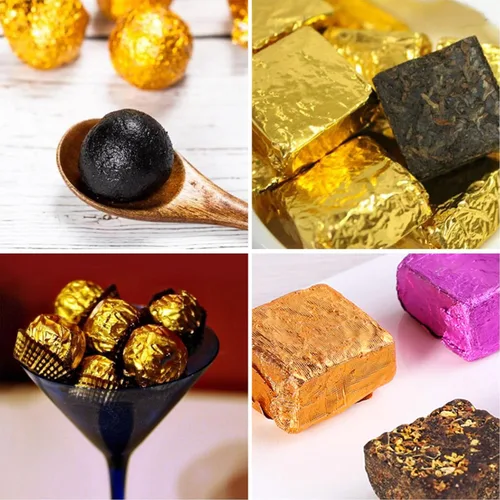 Miniatura 6 de 100 envoltorios de papel de aluminio para dulces, 4 x 4 pulgadas, cuadrados de papel de aluminio para dulces, chocolate, pasteles (dorado)