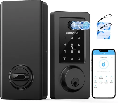 Miniatura 10 de Cerradura de puerta de entrada sin llave, cerradura inteligente con aplicación Bluetooth, teclado electrónico, tarjeta IC, llaves de repuesto