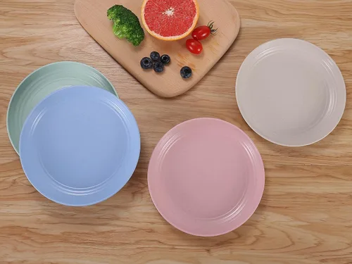 Miniatura 6 de Platos pequeños de paja de trigo irrompibles de 7 pulgadas, juego de 4 platos reutilizables, aptos para lavavajillas y microondas, perfectos