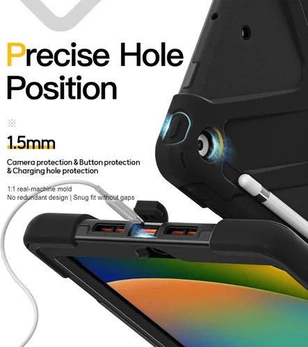 Miniatura 9 de BRAECN Funda para iPad de 9ª/8ª/7ª Generación, Funda Resistente a Prueba de Golpes con Protector de Pantalla, Soporte para Lápiz, Soporte para Tapa