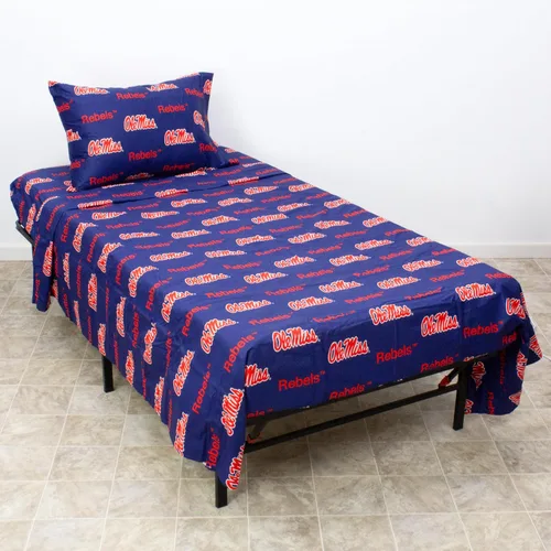 Miniatura 7 de College Covers Everything Comfy Mississippi Rebels - Juego de sábanas de 4 piezas tamaño King, fondo de color del equipo, 1 sábana encimera, 1
