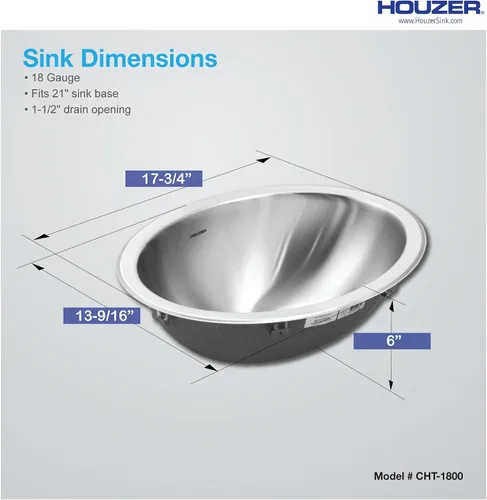 Miniatura 5 de OPUS Lavatory tazón ovalado, 6 en Deep 18 Ga, anidadas Bulk Pack
