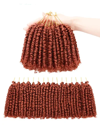 Miniatura 34 de Cabello de Ganchillo Pre-Retorcido Passion Twist para Mujeres Negras y Niños, Cabello Passion Twist Pre-Enrollado Trenzas Bohemias 4 Pulgadas 8