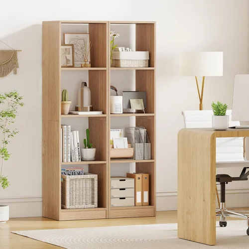Miniatura 8 de Giantex Estantería de 4 cubos de 56 pulgadas de alto, natural independiente de 15 pulgadas de ancho y 5 niveles con 4 kits antivuelcos, organizador