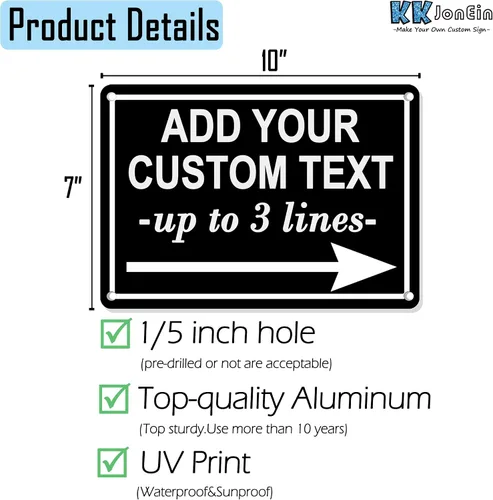 Miniatura 2 de Letrero personalizado con flecha de 10 x 7 pulgadas, letrero de flecha de metal impermeable para exteriores personalizado, para direcciones