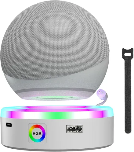 Estación de carga para Echo Dot 4ª 5ª generación, 4 modos de control táctil sincronización de música RGB LED luz multicolor, soporte de escritorio