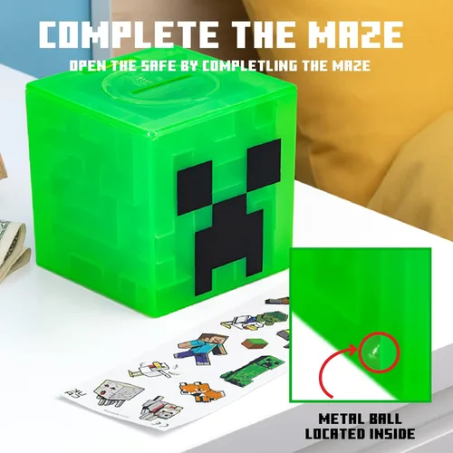 Miniatura 4 de Paladone Minecraft Creeper Maze Safe, completa el laberinto para desbloquear dinero, divertido juguete coleccionable de bloques de Minecraft