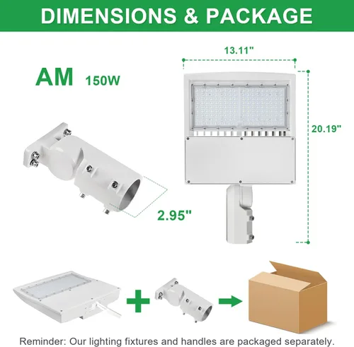 Miniatura 7 de Luces LED de estacionamiento de 480 V, 150 W, 21000 lm 5000 K, luz de calle LED blanca (equivalente a 450 W MH/HPS), iluminación de carretera