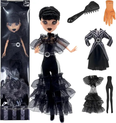 Miniatura 15 de Dumwick Muñeca Adams de 11.5" con Caja de Regalo, Tacones Altos, Vestido Negro y Cabello, Regalo de Juguetes Perfecto para Navidad y Cumpleaños