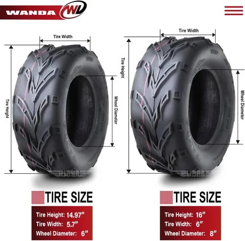 Miniatura 4 de Juego de 4 neumáticos WANDA para Go Kart 145/70-6 145x70x6 delanteros y 16x6-8 16x6x8 traseros P361