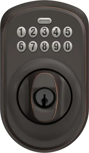 Miniatura 7 de Schlage - Cerrojo de seguridad Plymouth BE365 PLY 716 con teclado, cerradura de entrada electrónica sin llave, bronce envejecido