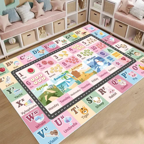 Miniatura 11 de Alfombra ABC infantil para sala de juegos, alfombra del alfabeto para el aula, alfombra lavable para habitación de bebé, sala de juegos, dormitorio