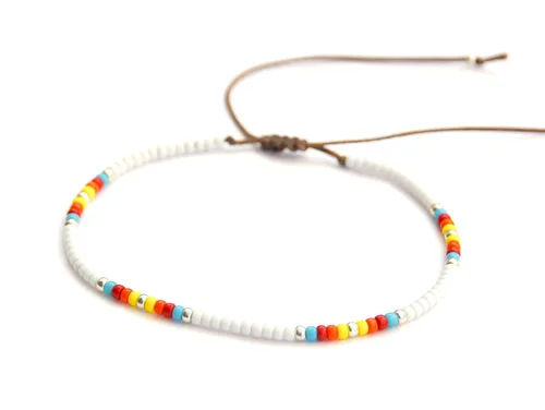 Boho Anklet, Native American Jewelry, Unique Thin Beaded Ankle Bracelet for Women or Girls, Colorful Bohemian Hippie Beach Waterproof Foot Jewelry,