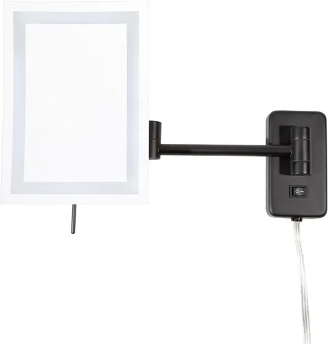 Miniatura 12 de JERDON Espejo de maquillaje rectangular para montaje en pared con aumento 5X, espejo de maquillaje iluminado con cable de alimentación de 6 pies