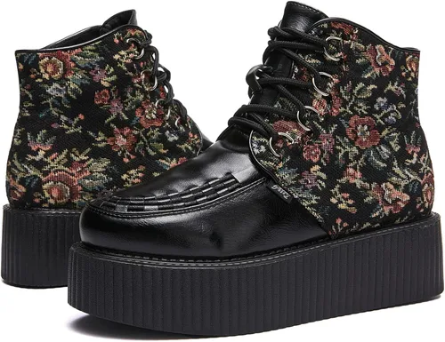 Miniatura 6 de RoseG Women's High Top Suede Lace Up Flat Platform Creepers Shoes Boots