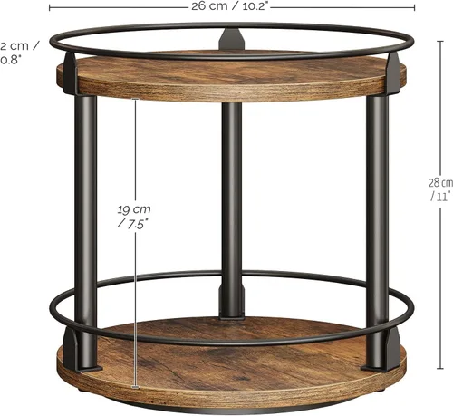 Miniatura 7 de YATINEY Lazy Susan SR22BR - Organizador giratorio para especias, organizador de platos giratorios de 2 niveles, soporte industrial para especias