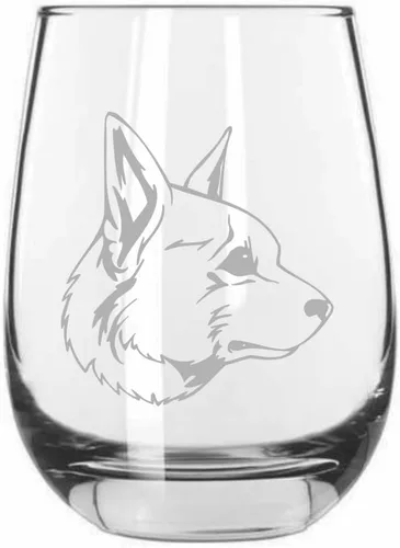Miniatura 183 de Sakhalin Husky Dog - Copa de vino grabada personalizada de 15.25 onzas sin tallo