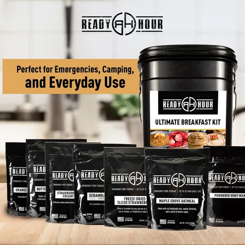 Miniatura 4 de Ready Hour Cubo de Desayuno (128 Porciones), Suministro de Alimentos de Emergencia, Kit de Alimentos de Emergencia, Alimentos con Vida Útil de 25
