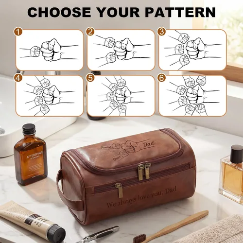 Miniatura 3 de Easycosy Neceser personalizado para hombres, grabado con nombre e iniciales, neceser de cuero PU para hombres para viajar, artículos esenciales