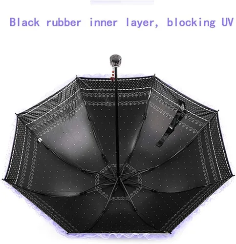 Miniatura 14 de WANLIAN Paraguas de encaje a prueba de viento plegable soleado y lluvioso a prueba de rayos ultravioleta anti sol protección UV sombrilla paraguas