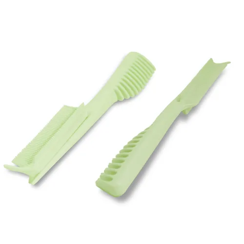 Miniatura 2 de Peine seccionador con una sola mano con dientes finos y gruesos para desenredar y alisar el cabello dañado por el calor (verde)
