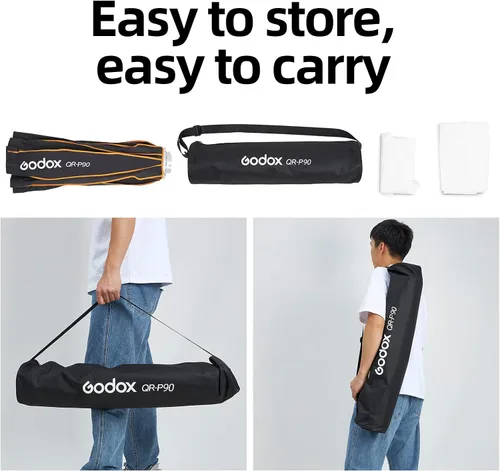 Miniatura 6 de Godox QR-P90 - Caja de luz parabólica profunda de 35 pulgadas (35.4 in) con rejilla Bowens Mount bolsa de transporte de instalación rápida 35.0