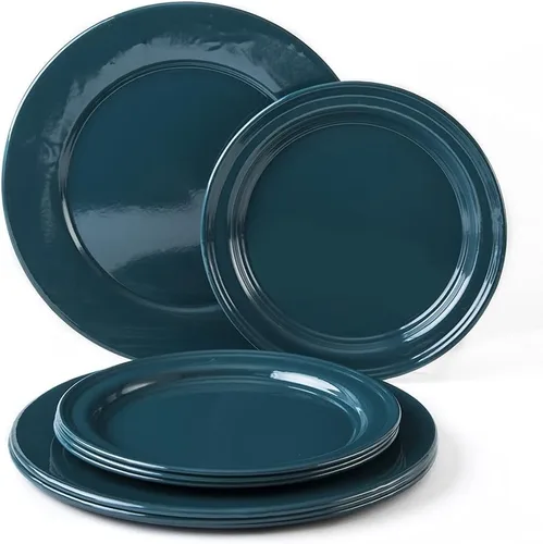 Miniatura 4 de Cinsa Juego de vajilla esmaltada de 16 piezas para 4. Incluye platos, cuencos, tazas, caldera de café